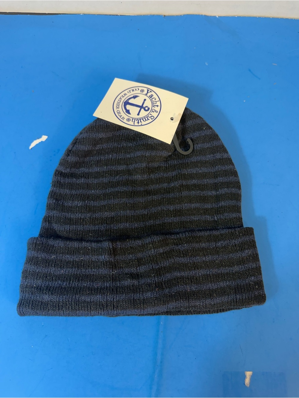 Striped Knit Beanie - Black & Dark Gray